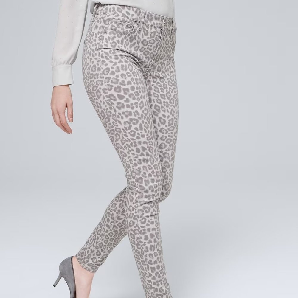 White House Black Market The Skinny Ankle Jeans Leopard 4